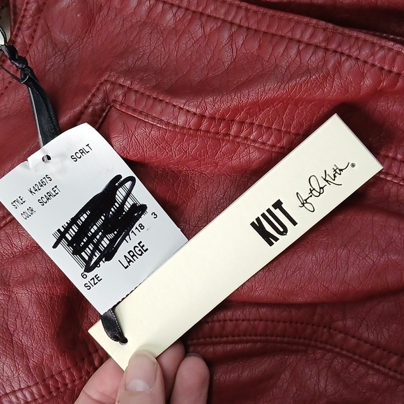 Red KUT from the Kloth vegan leather jacket. Size Large. New - Picture 4 of 7
